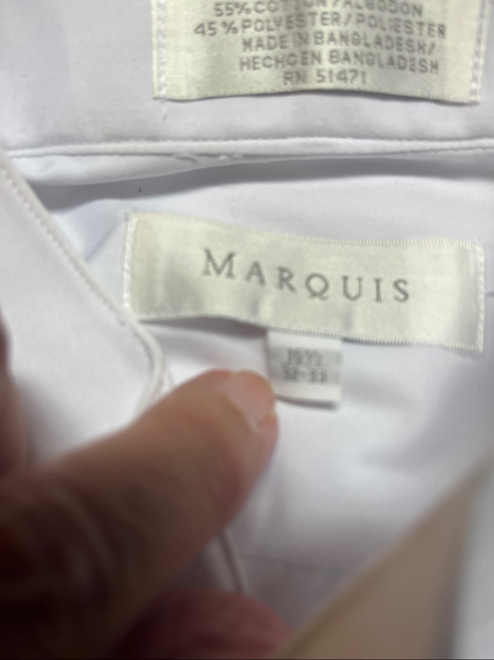 Marquis 16.5 /32-33.  XL white tuxedo dress shirt. 1184. - Picture 9 of 10